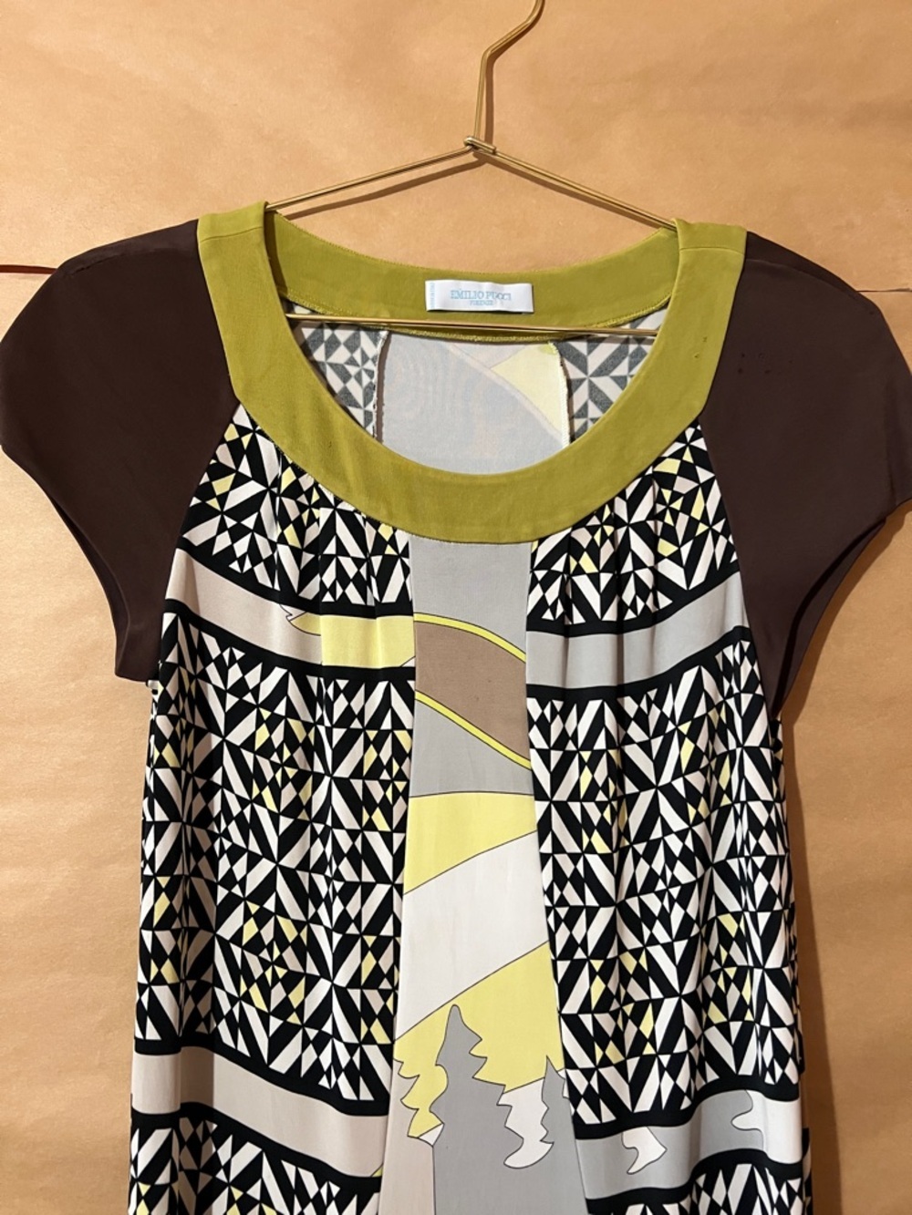 Vintage Emilio Pucci Firenze Op Art Geometric Dress Mountain Scape Size 8 *FLAWS - Picture 4 of 14